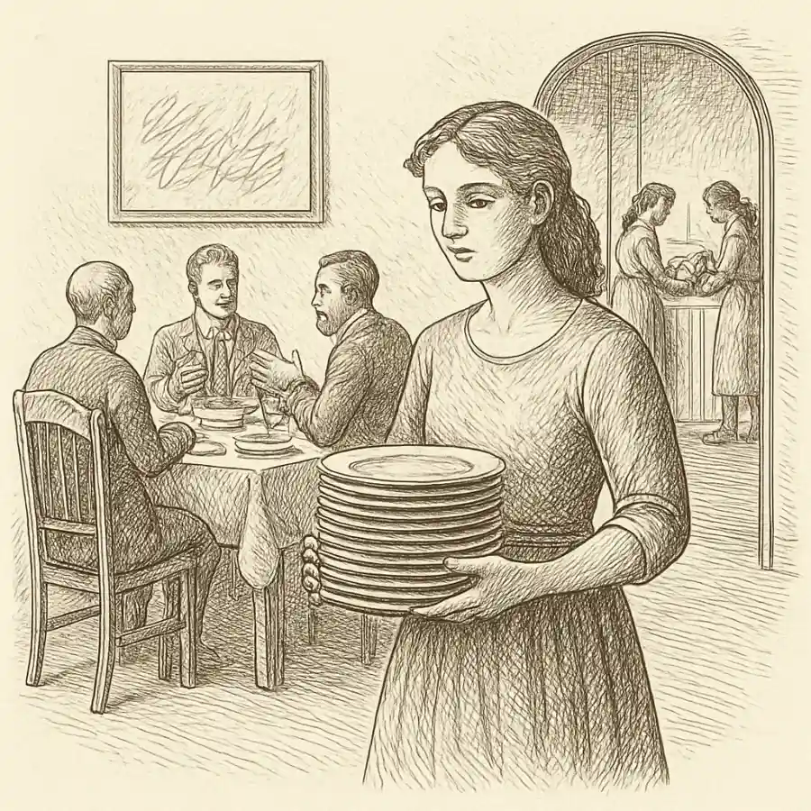 Ilustración en grabado sobre Después de comer también me toca moverme