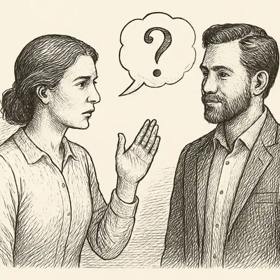 Confiar no debería significar dejar de preguntar — ilustración Ilustración en grabado sobre Confiar no debería significar dejar de preguntar