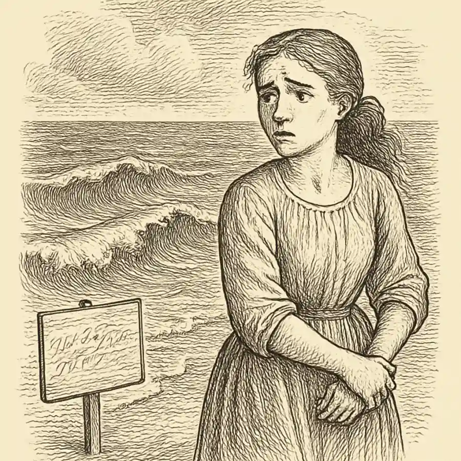 Me dio pena admitir que le tengo miedo al agua — ilustración Ilustración en grabado sobre Me dio pena admitir que le tengo miedo al agua