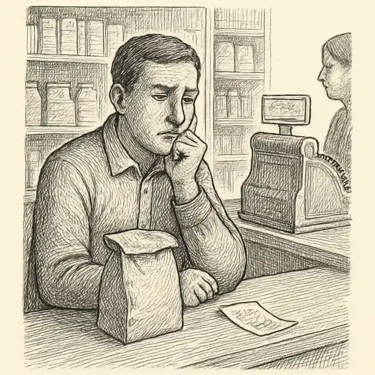 Ilustración en grabado sobre Me hice el tranquilo porque me cobraron menos