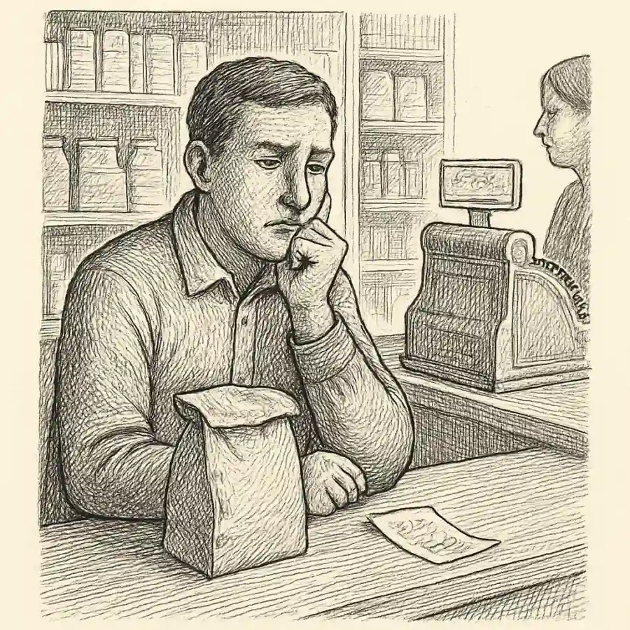 Me hice el tranquilo porque me cobraron menos — ilustración Ilustración en grabado sobre Me hice el tranquilo porque me cobraron menos