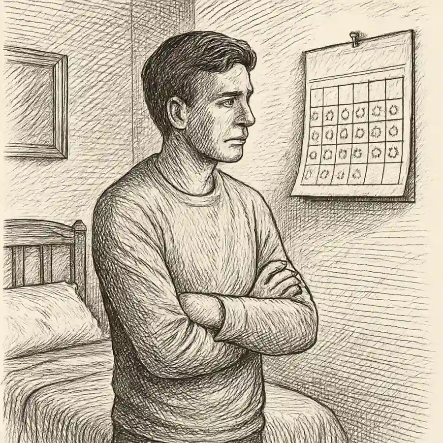 Me cuesta saber para qué estoy juntando días — ilustración Ilustración en grabado sobre Me cuesta saber para qué estoy juntando días
