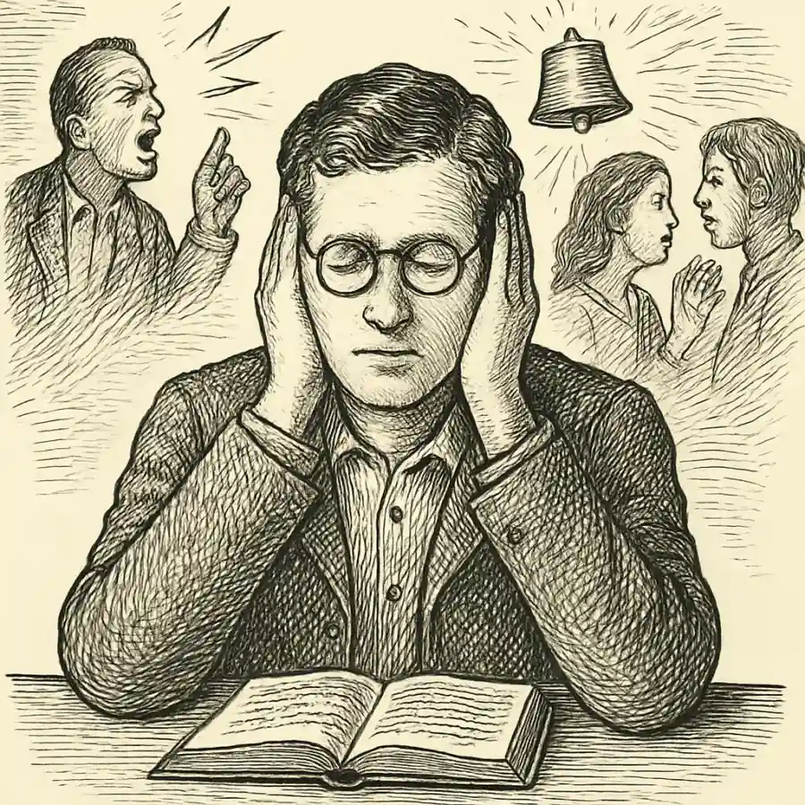 Necesitar silencio no me hace antipático — ilustración Ilustración en grabado sobre Necesitar silencio no me hace antipático