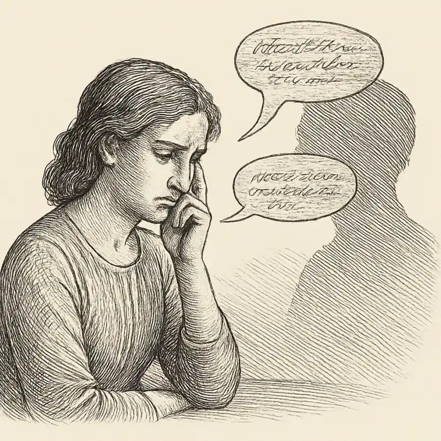 Ilustración en grabado sobre Estoy dudando de lo que llamo decir la verdad