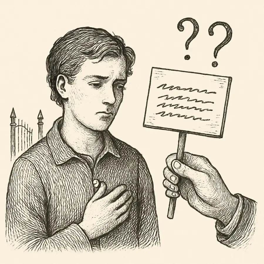 Querer aprobación también tiene sus preguntas — ilustración Ilustración en grabado sobre Querer aprobación también tiene sus preguntas