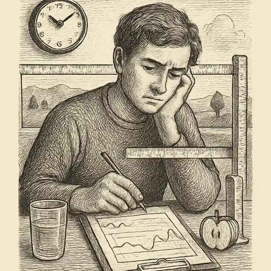 Me inquieta medir todo para sentir que entiendo — ilustración Ilustración en grabado sobre Me inquieta medir todo para sentir que entiendo