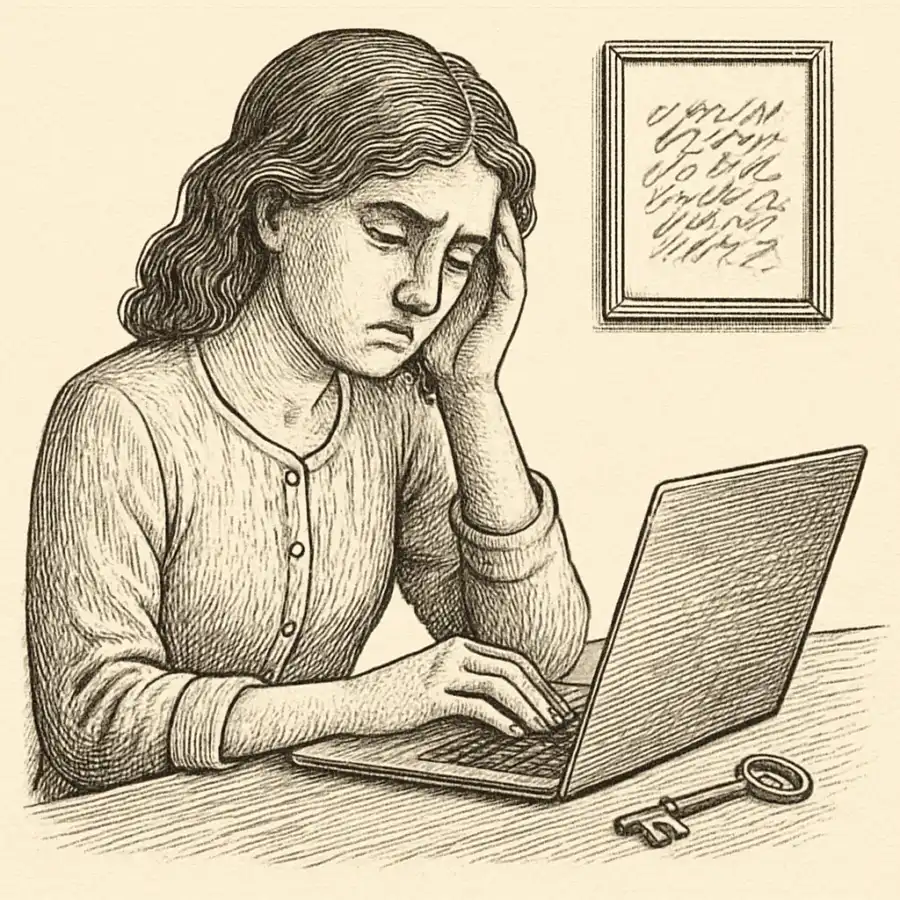 Ilustración en grabado sobre Seguí usando una clave que ya no era mía