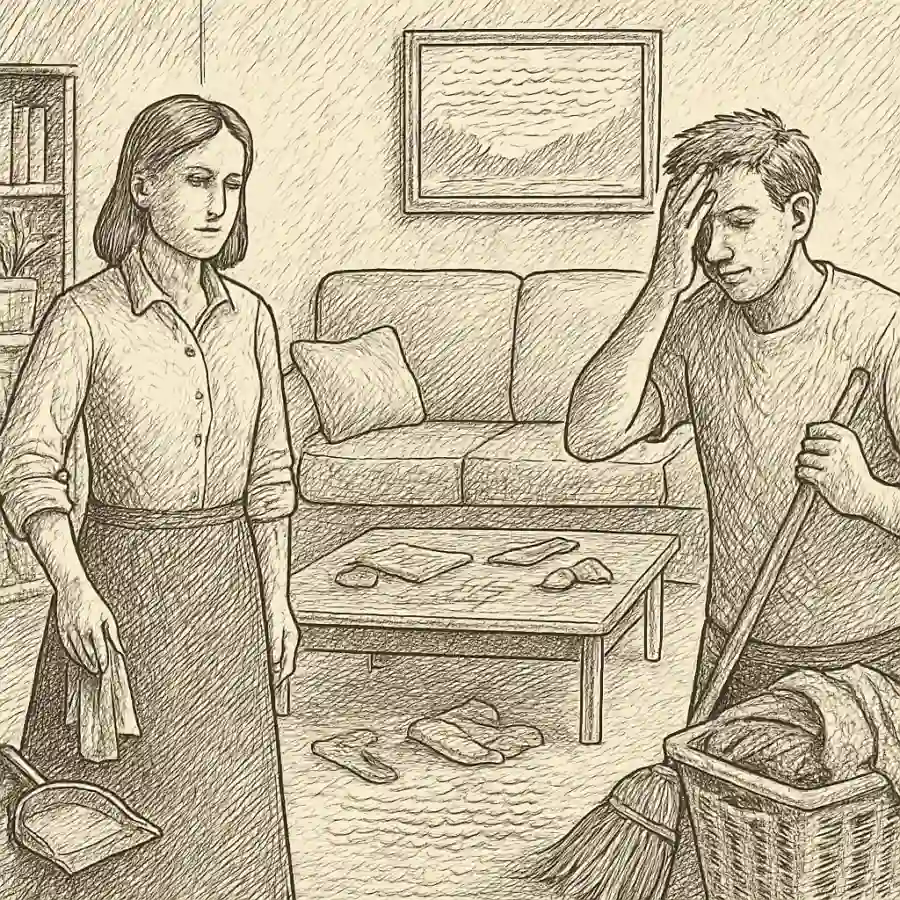 Ilustración en grabado sobre Una casa ordenada no siempre funciona mejor