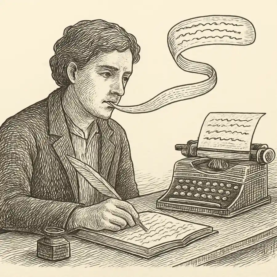 Ilustración en grabado sobre La voz propia y la frase probable