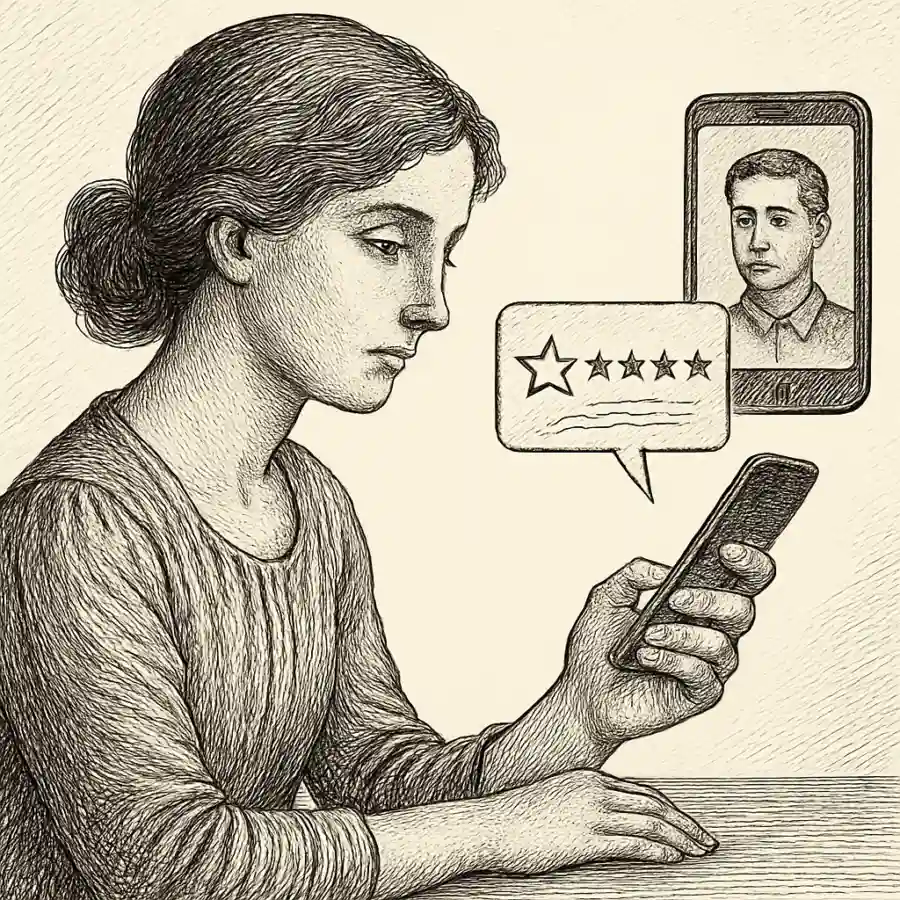 Ilustración en grabado sobre Ser vista y ser puntuada