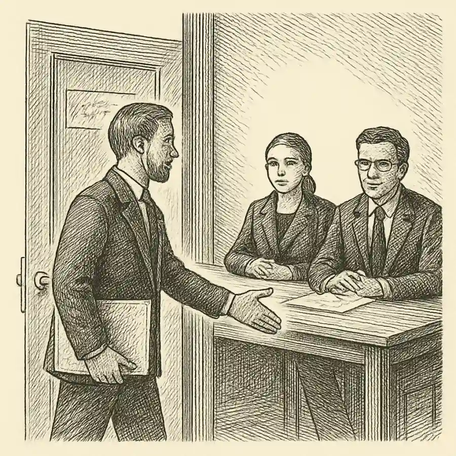 Ilustración en grabado sobre Hay que saber presentarse