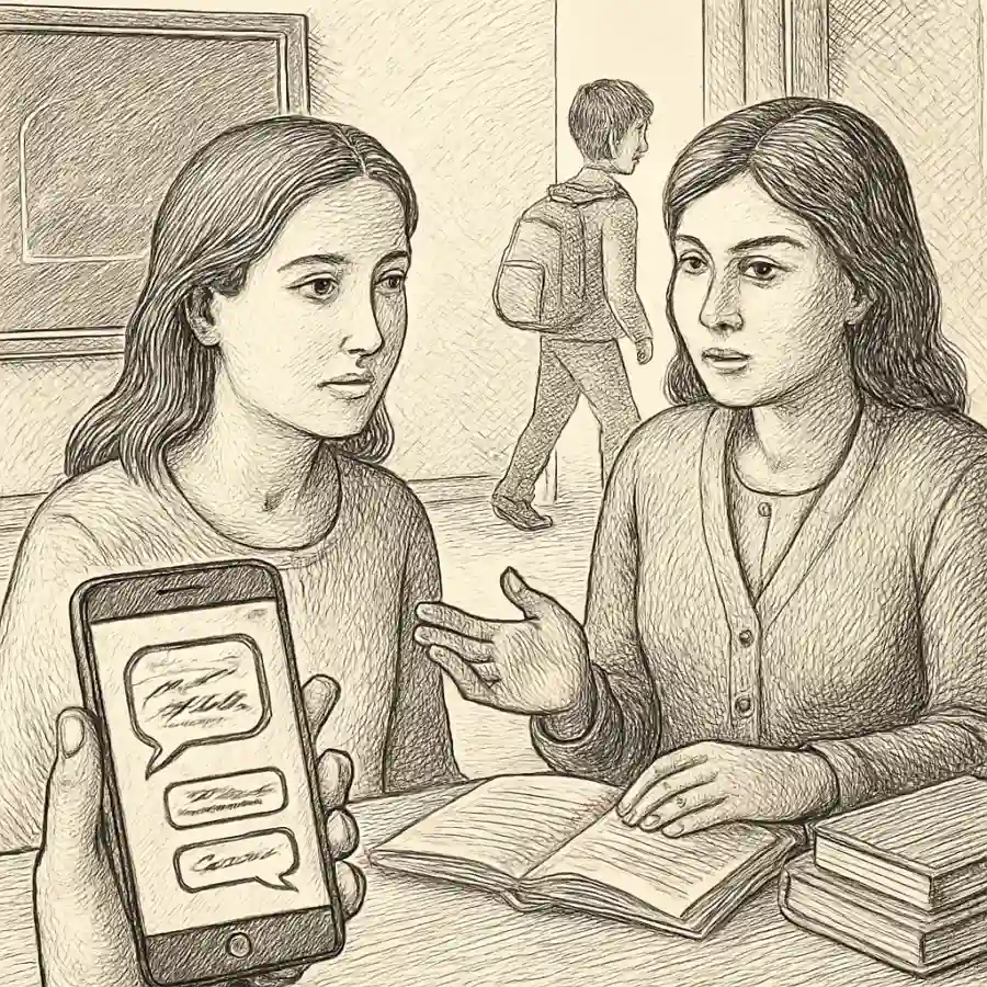 Ilustración en grabado sobre Eso se avisa por el grupo