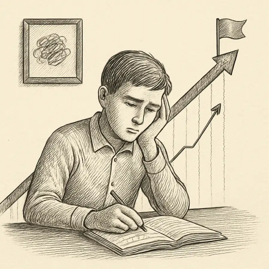 Ilustración en grabado sobre La biografía en línea recta