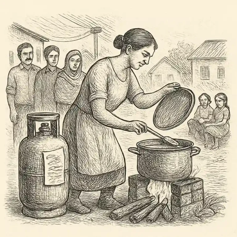 Ilustración en grabado sobre Se cocina donde la lista alcanza