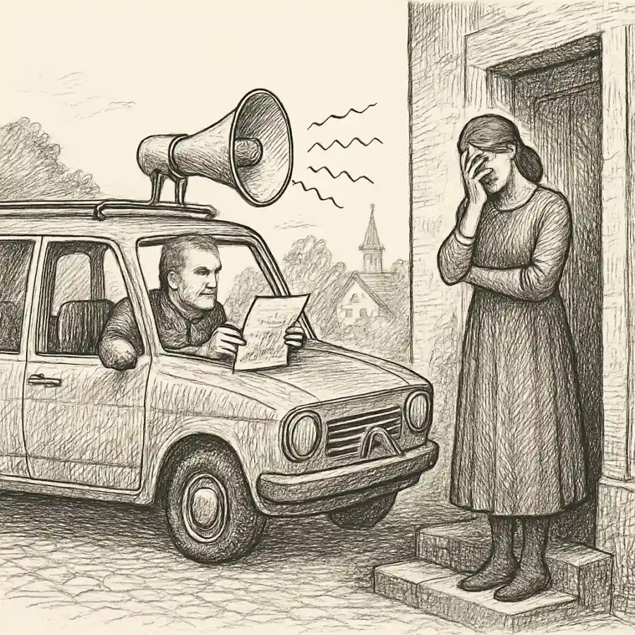 Ilustración en grabado sobre Se confunde avisar con exponer a la gente