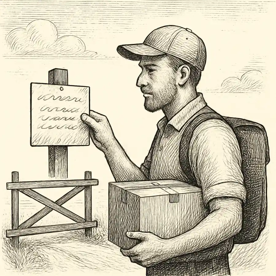 Ilustración en grabado sobre Cerrar la ruta mintiendo un poco