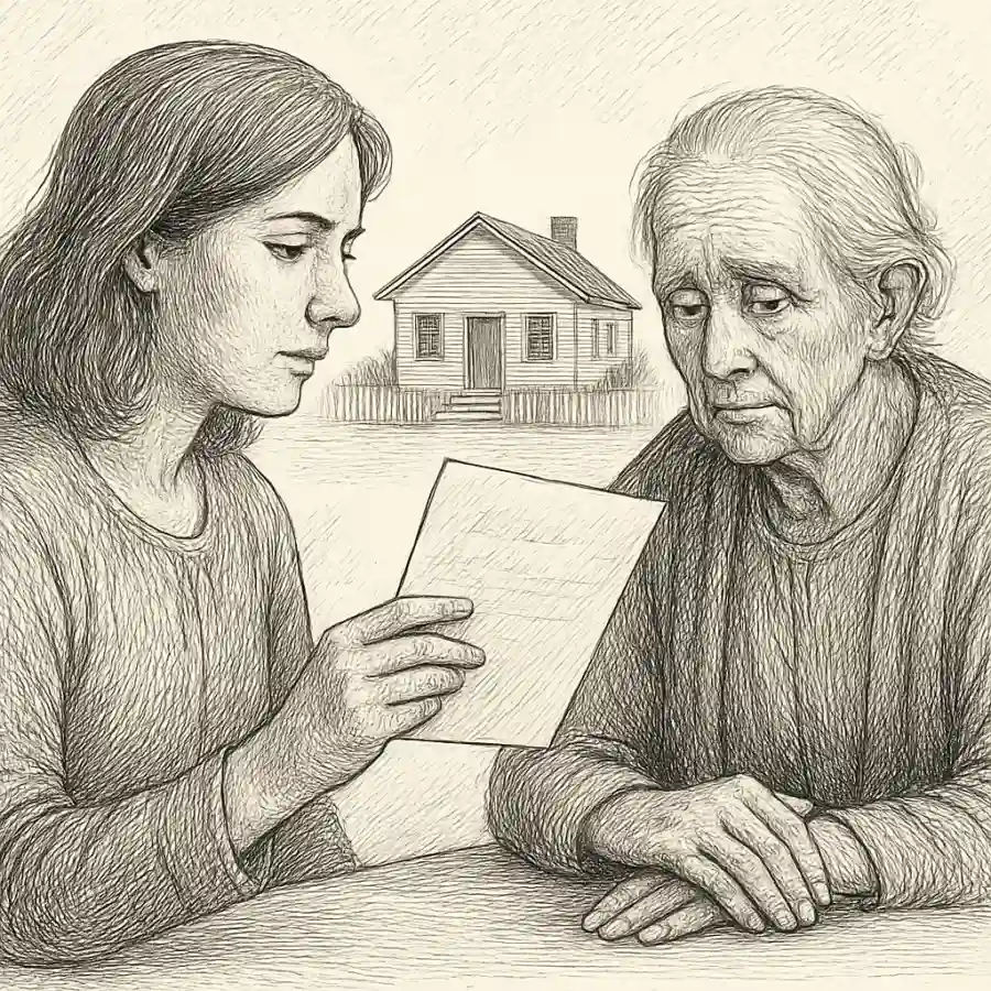 Ilustración en grabado sobre Cuidarla hasta quitarle su casa