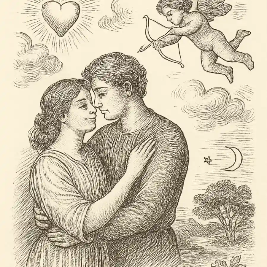 Ilustración en grabado sobre El poder del amor