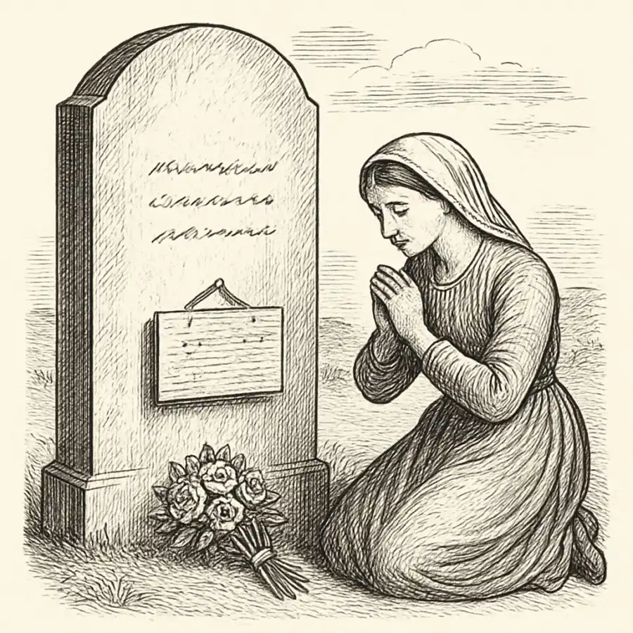 Ilustración en grabado sobre Descansar en paz y pagar arriendo