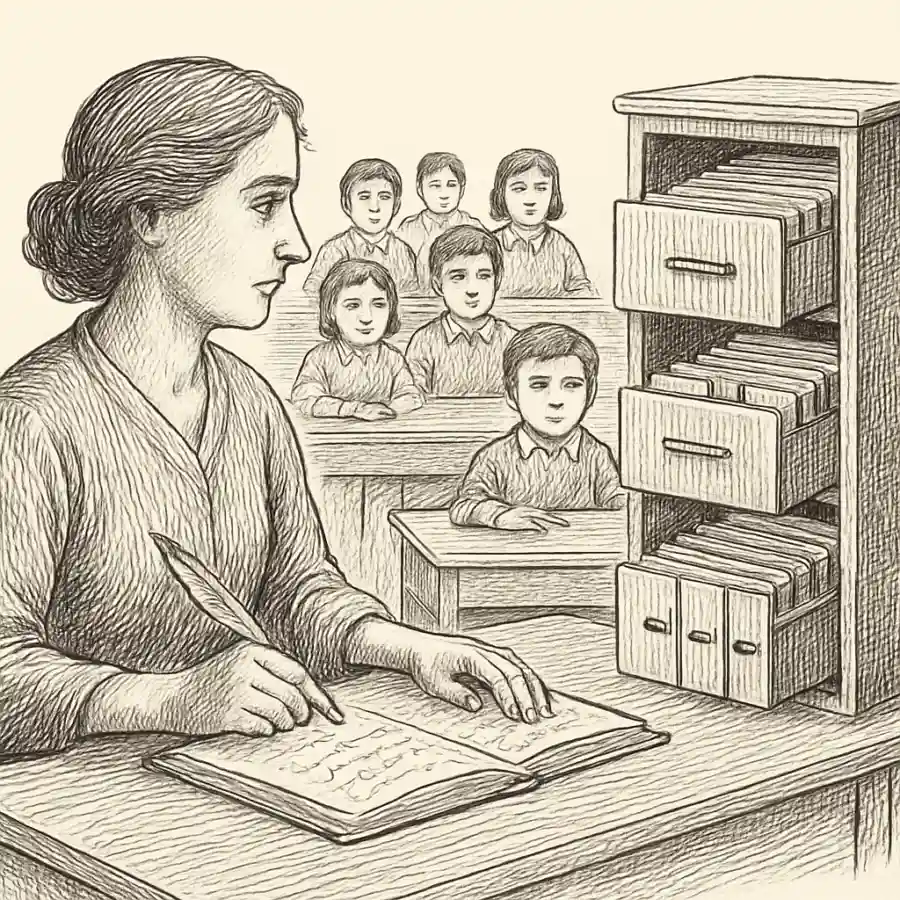 Ilustración en grabado sobre Cuidar registrando y terminar clasificando