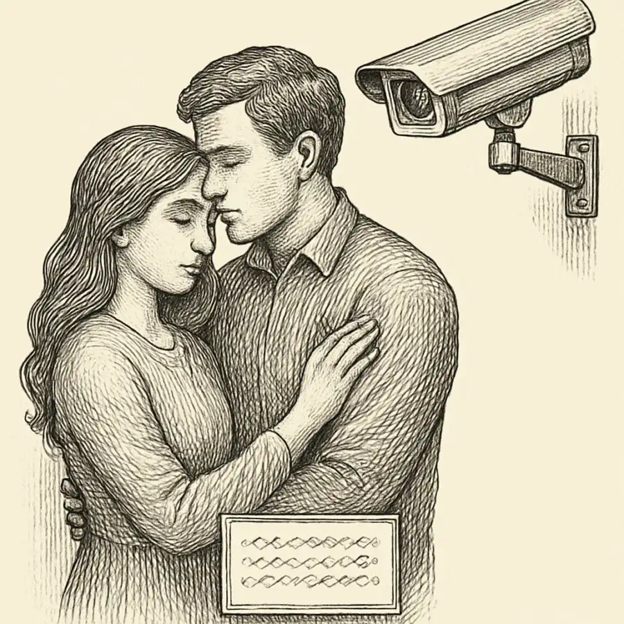 Ilustración en grabado sobre Querernos libres y vigilarnos tranquilos