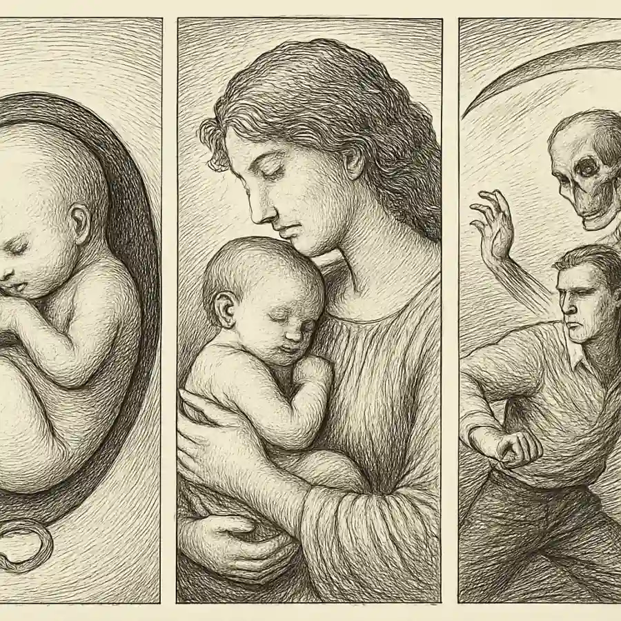 Ilustración en grabado sobre Sonetos vitales (1 al 3)
