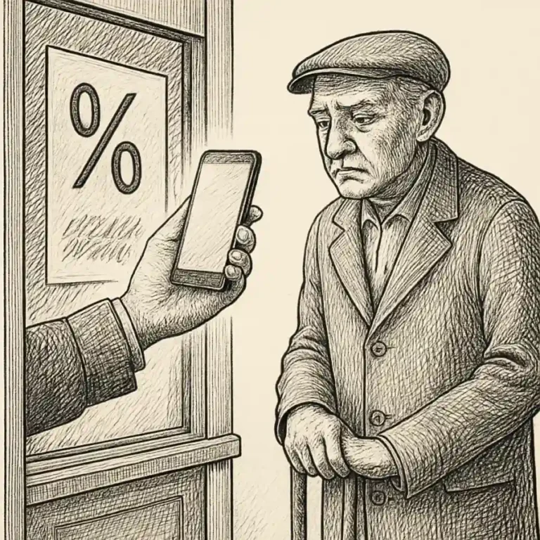 Ilustración en grabado sobre Descuento para todos, si sabés entrar
