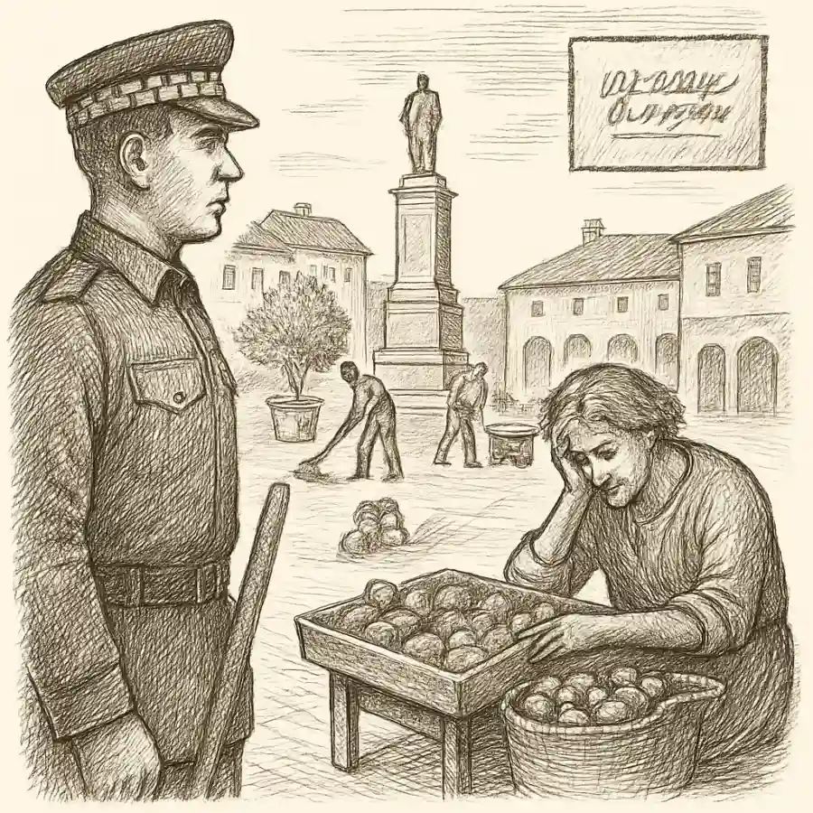 Ilustración en grabado sobre Ordenar la plaza y desordenar la vida