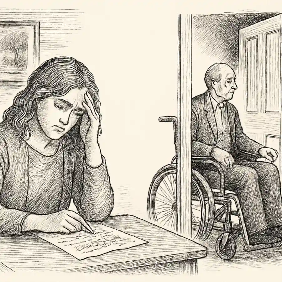 Ilustración en grabado sobre Cuidarle en casa y pedir que se marche