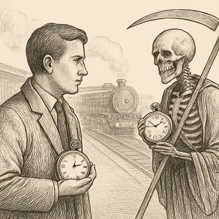 Ilustración en grabado sobre Puntuales con el reloj, crueles con la vida