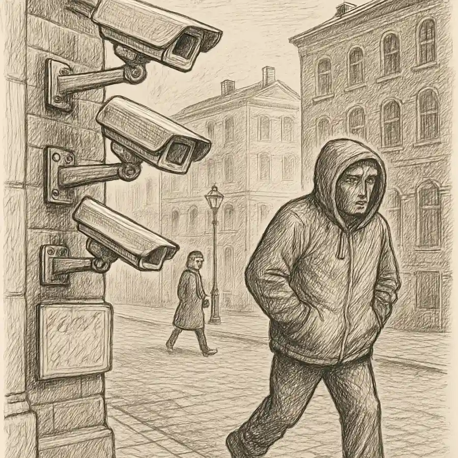 Ilustración en grabado sobre Buscar seguridad y volver sospechosa la calle