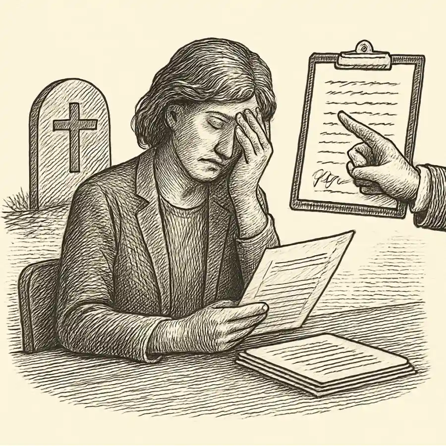 Ilustración en grabado sobre Reconocer la muerte y negar el vínculo