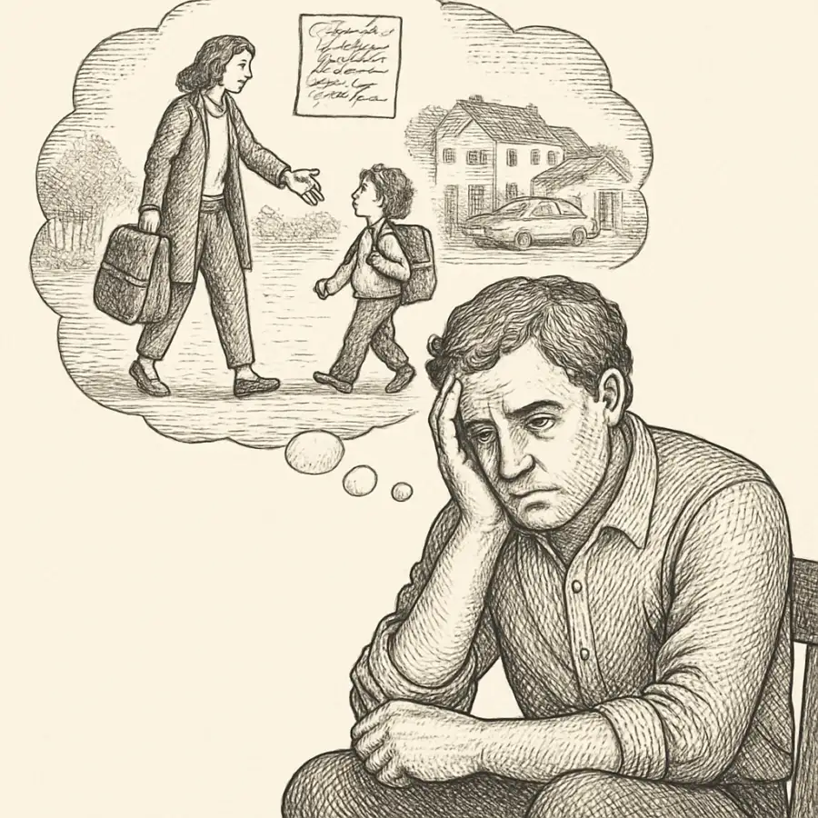 Ilustración en grabado sobre Repartir la crianza y dejarle los lunes