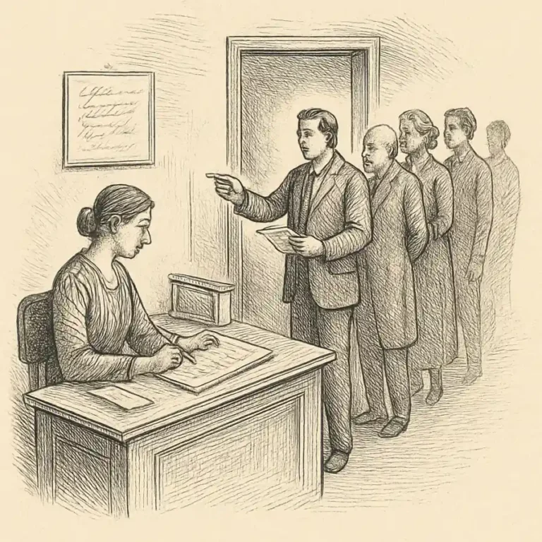 Ilustración en grabado sobre Se ordena la fila hasta hacerla invisible